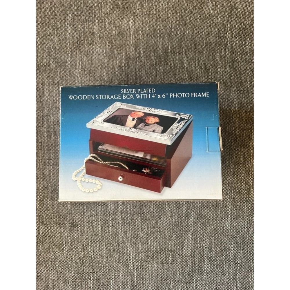 Godinger Silver-Plated Wooden Photo Storage & Jewelry Box